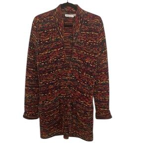 Vintage Brenda French French Rags Chenille Cardigan Multicolor Duster Sweater